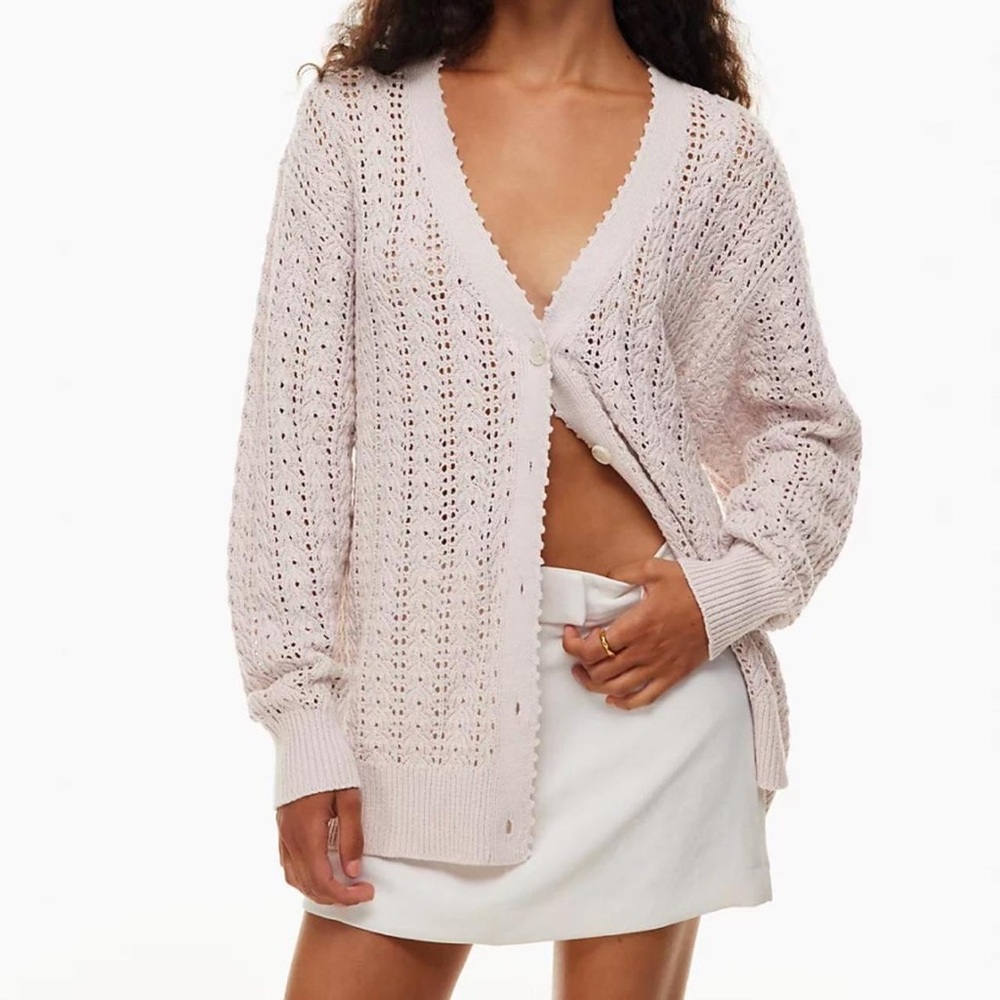 Aritzia Wilfred Free Reverence Cardigan Vin Gris (like a light lavendar color). - Picture 2 of 14